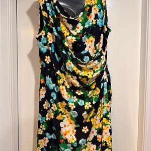 American Living Black Floral Midi Dress